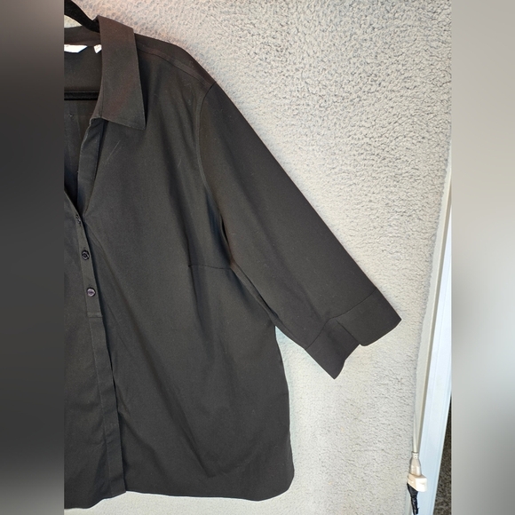 Foxcroft NYC Womens Sz 22W No Iron Black Casual Comfort Full Front Button Blouse - Picture 5 of 14